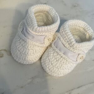 Baby Deer White Knit Booties